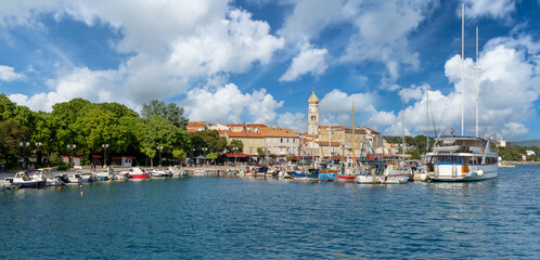 Fototapeta na wymiar Landscape with Krk town in Krk island, Croatia