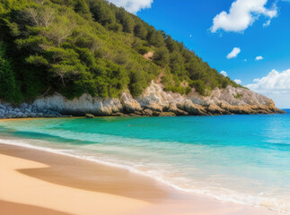 Fototapeta premium tropical beach with water and blue sky