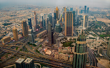 Fototapeta na wymiar DUBAI, UAE The panorama with the downtown skyscrapers.