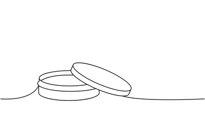 Cream jar, face cream, cosmetic cream one line continuous drawing. Makeup and beauty tools continuous one line illustration.