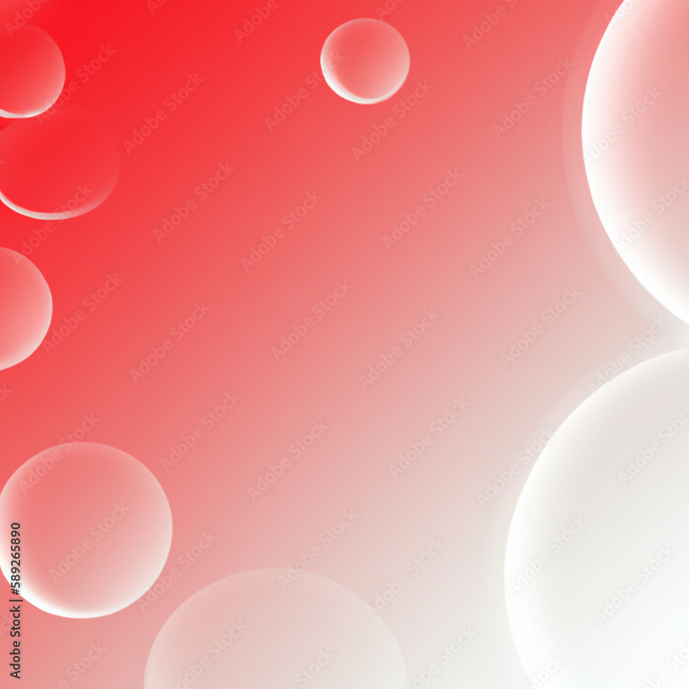 Poster white bubbles on a red - white background with smooth gradient. bright ad background or template for