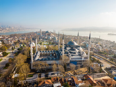 Aerial drone view of Istanbul, Turkey