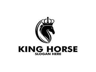 King or Queen Horse with crown Elegant Logo Symbol Vector, horse logo