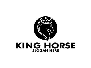 King or Queen Horse with crown Elegant Logo Symbol Vector, horse logo