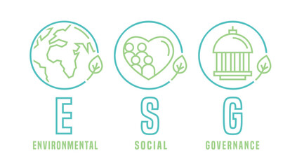ESG concept. Editable vector illustration. Ad, print, poster