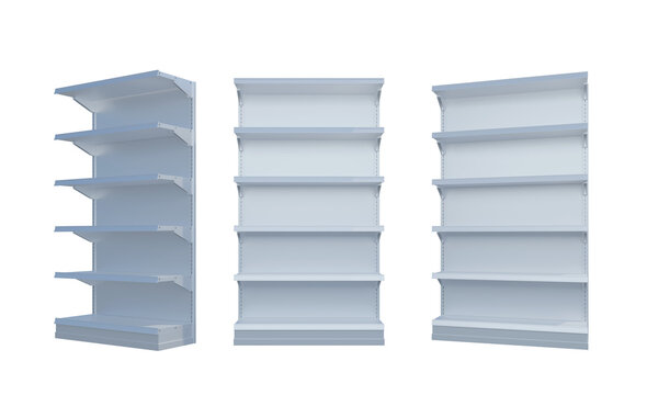 Empty supermarket pose shelves png alpha channels