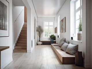 A welcoming foyer in bright colors