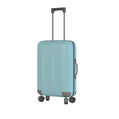 3D suitcase icon on isolated background. 3D travel concept of baggage or luggage. Journey, summer vacation, trip, tour, voyage concept. 3D rendering illustration. Minimal cartoon style.