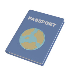 3D passport, id document icon on isolated background. 3D International pass. Travel, tourism and immigration concept. 3D rendering illustration. Minimal cartoon style.