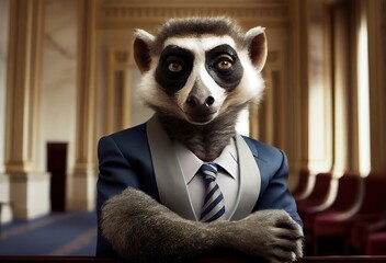 Lemur Legislator Giving Political Speech Generative AI - obrazy, fototapety, plakaty