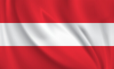 Austria flag waving in the wind. 3D rendering vector illustration.