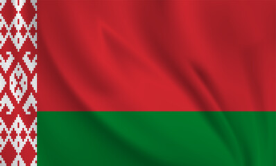 Belarus flag waving in the wind. 3D rendering vector illustration.