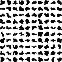 Hand Drawn Organic Shapes Liquid and fluid shape Black symbol Set 100