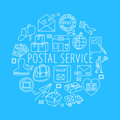 Fototapeta na wymiar Postal service round concept poster