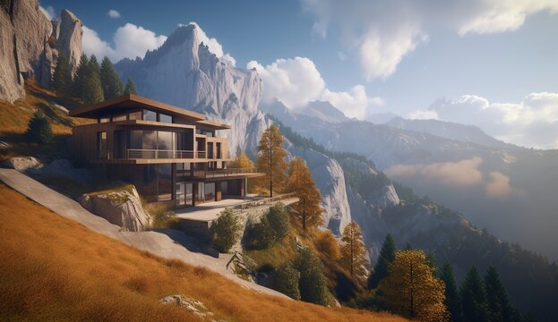 Real estate building background, a beautiful residence illustration by generative ai