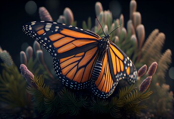 Fototapeta na wymiar Monarch butterfly - 3D render. Generative AI