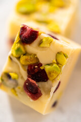 Cranberry pistachio fudge