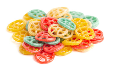 Raw Wheel Fryums Isolated on a White Background