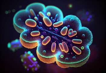 Bacteria Citrobacter, Gram-negative coliform bacteria from Enterobacteriaceae family, 3D illustration. Generative AI - obrazy, fototapety, plakaty