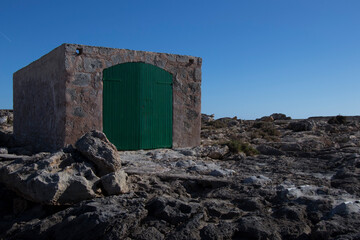 Hut for the shelter of traditional boats in the south of the island of Mallorca.