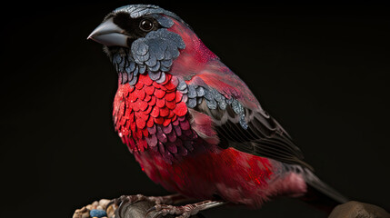 illustration of a red bird, bullfinch. Generative AI image.