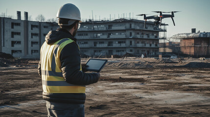 Drones working in construction