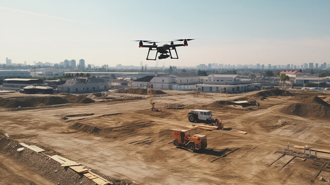 Drones working in construction