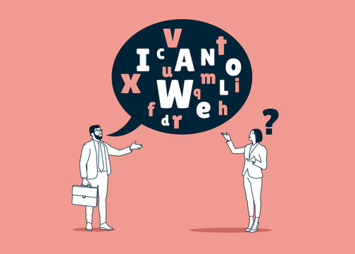 Complicated conversation, difficult to explain. Modern vector illustration in flat style