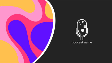 ABSTRACT TEMPLATE PODCAST MICROPHONE FLAT COLOR LIQUID DESIGN BACKGROUND VECTOR. GOOD FOR COVER DESIGN, BANNER, WEB,SOCIAL MEDIA