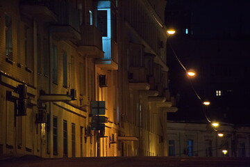 Fototapeta premium Night Moscow lane on a spring evening.