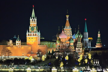 Fototapeta na wymiar Moscow Kremlin in night illumination.
