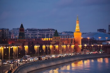 Moscow Kremlin in night illumination.