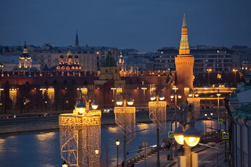 Obraz premium Moscow Kremlin in night illumination.
