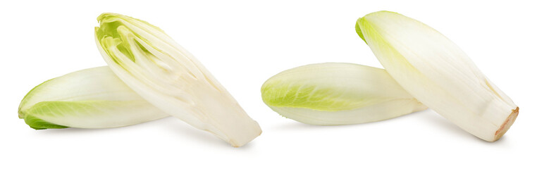 Chicory salad isolated on white background with clipping path and full depth of field. BIO vegetables. - obrazy, fototapety, plakaty