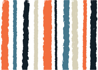 Acrylic vertical stripes. Brush drawing. Blue and orange hand painted acrylic stripes. Background in grunge style for design