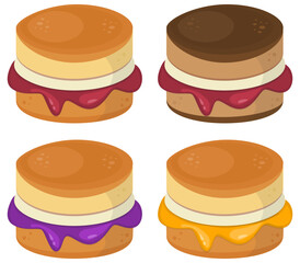 Set of biscuits jam strawberry illustration concept template food dessert