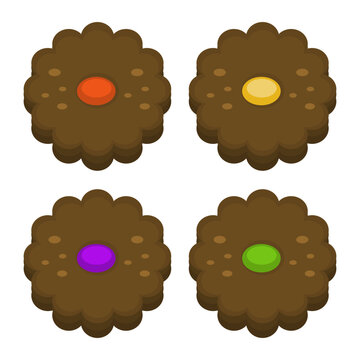 Set of cookies of chocolate concept illustration vector template