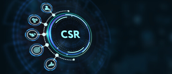 CSR abbreviation, modern technology concept. Business, Technology, Internet and network concept. 3d illustration