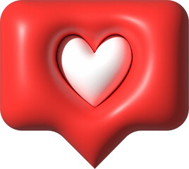 red heart icon 3d symbol love like social media