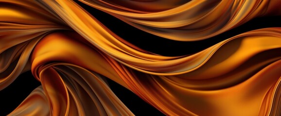 Silk seamless background in the style of abstract form, dark gold and orange. Generative AI.