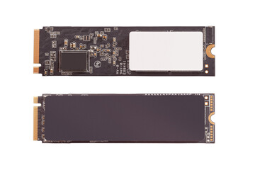 SSD M2 disk front and back view isolated png with transparency