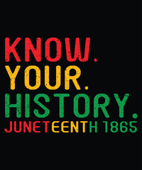 Know Your History Juneteenth 1865 T-Shirt, Black History Typography Shirt, Black History Month Shirt Print Template
