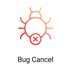 Bug Cancel Icon Design. Suitable for Web Page, Mobile App, UI, UX and GUI design.