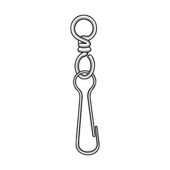 carabiner with swivel. Vector Illustration for printing, backgrounds, covers and packaging. Image can be used for greeting cards, posters, stickers and textile. Isolated on white background.