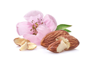 Almonds kernel with pink flower
