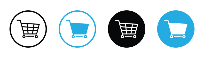 shopping cart icon set. line and flat style icon symbol sign collections, vector illustration