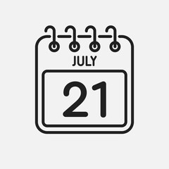 Icon page calendar day - 21 July