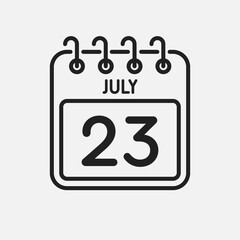 Icon page calendar day - 23 July