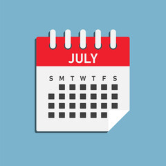 Vector template icon page calendar, month July