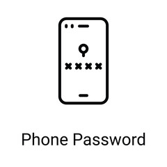 Phone Password Icon Design. Suitable for Web Page, Mobile App, UI, UX and GUI design.